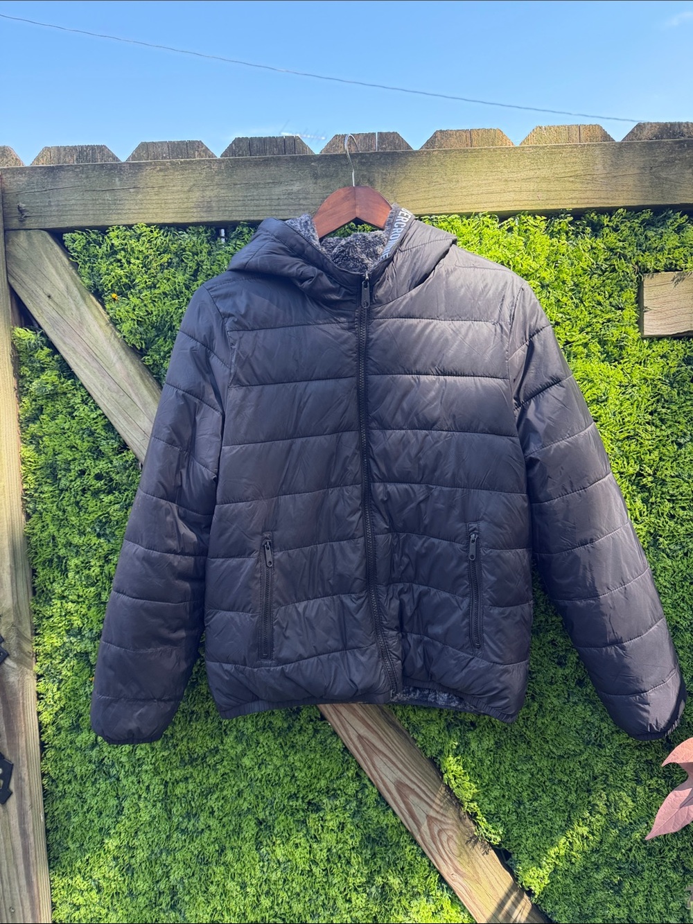 Abercrombie & Fitch Kids Black Hooded Puffer Jacket